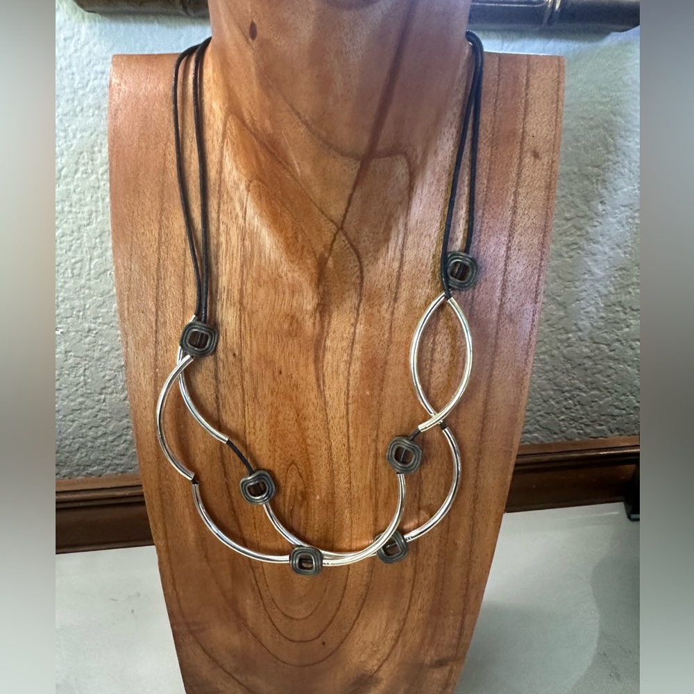 Elegant Silver Necklace with Black Accents